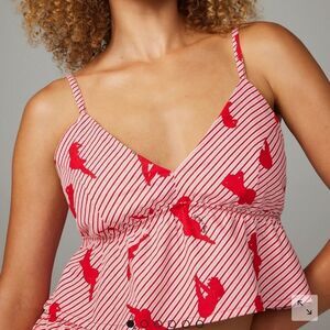 Savage X Fenty Night Star Chaser Flannel Sleep Cami Wht Pearl Candy Cane Girlz S